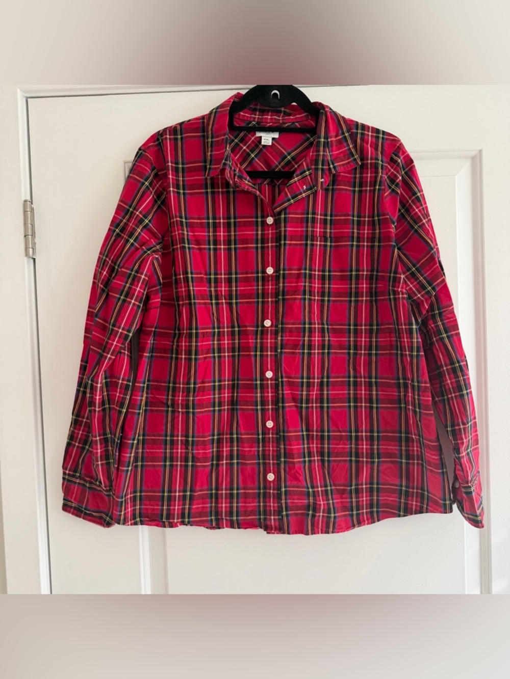 J. Crew Red Plaid Button-Down Long Sleeve Cotton Shirt